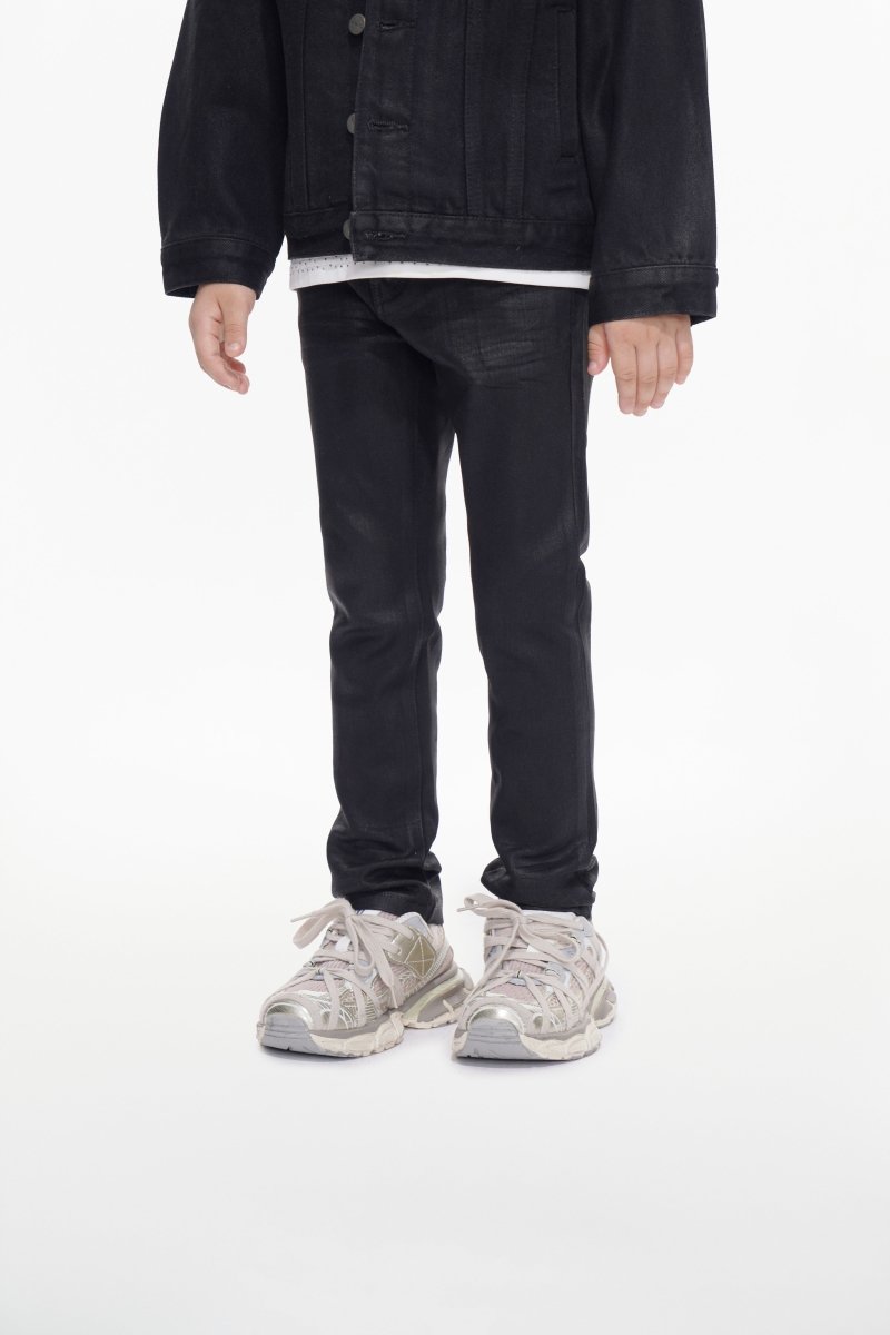Kids Jr.Slim Black Waxed Jeans - Valabasas