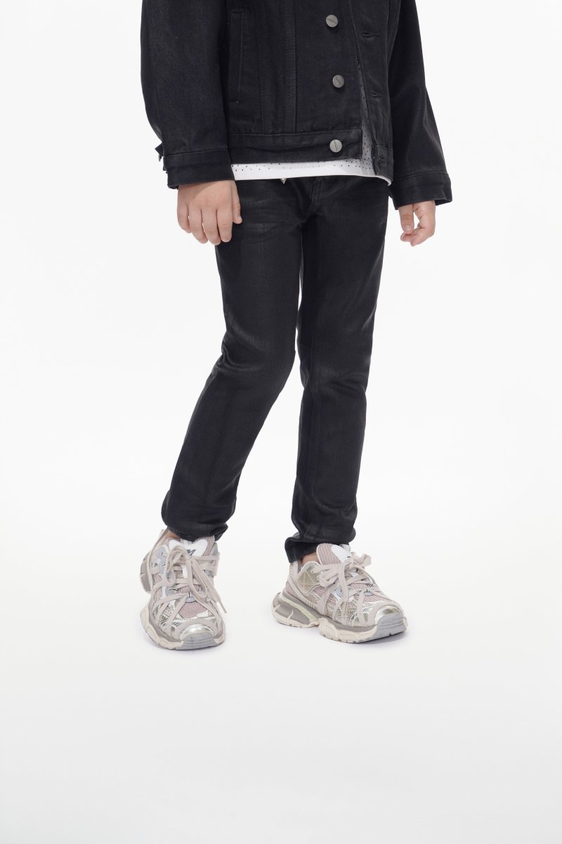 Kids Jr.Slim Black Waxed Jeans - Valabasas