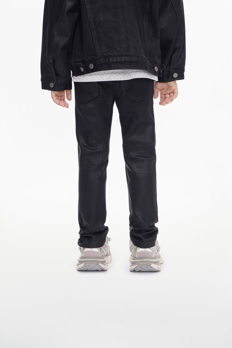 Kids Jr.Slim Black Waxed Jeans - Valabasas