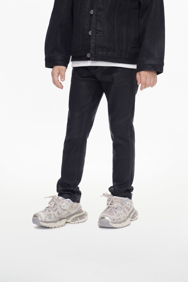 Kids Jr.Slim Black Waxed Jeans - Valabasas