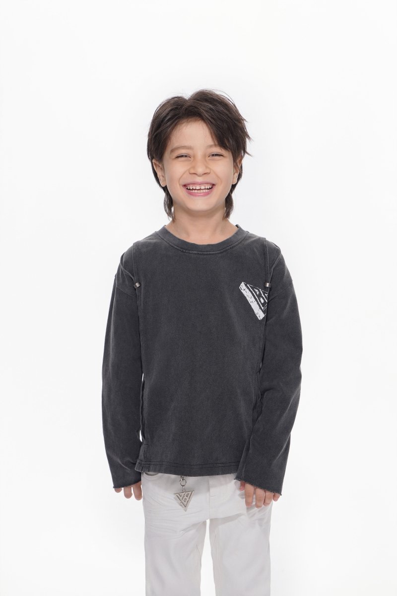 Kids Piece Sunfaded Black Tee - Valabasas