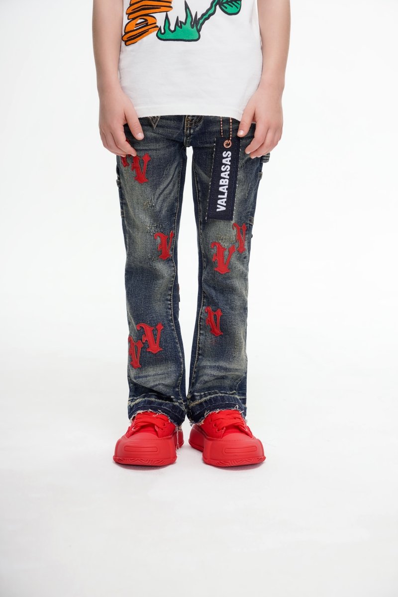 Kids V - Minimal Stacked Vintage Blue - Valabasas