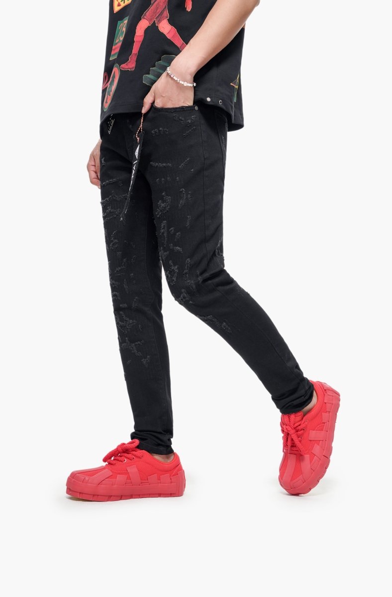 Lockdown Stacked Jet Black Jean - Valabasas