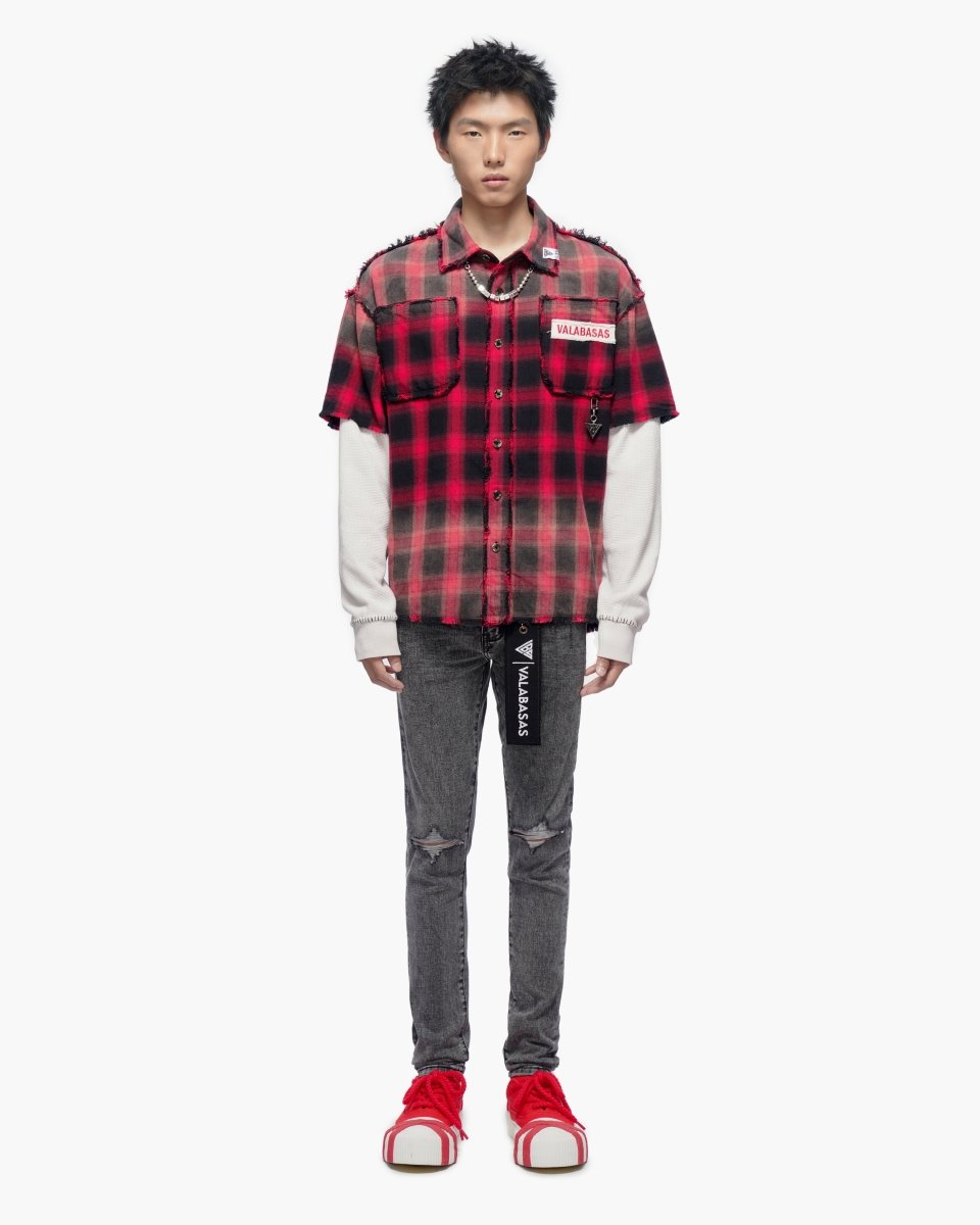 Lumberjack Layered Flannel Shirt Black Red - Valabasas