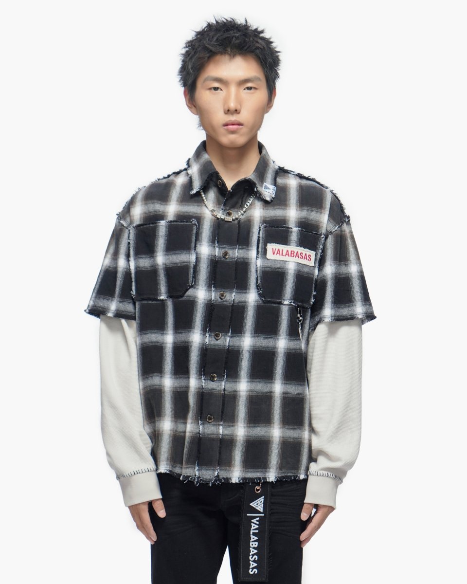 Lumberjack Layered Flannel Shirt Black White - Valabasas