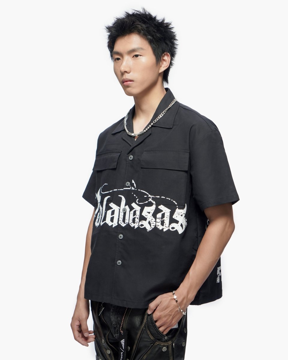 Midevil Black Layered Button Down - Valabasas