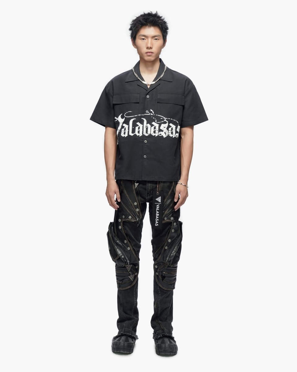Midevil Black Layered Button Down - Valabasas