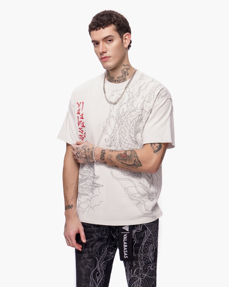 Mist Temple Tee Washed White - Valabasas