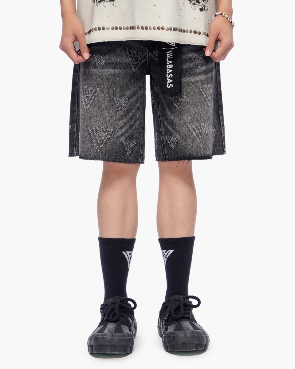 Mr. Engraved Shorts Grey Wash - Valabasas