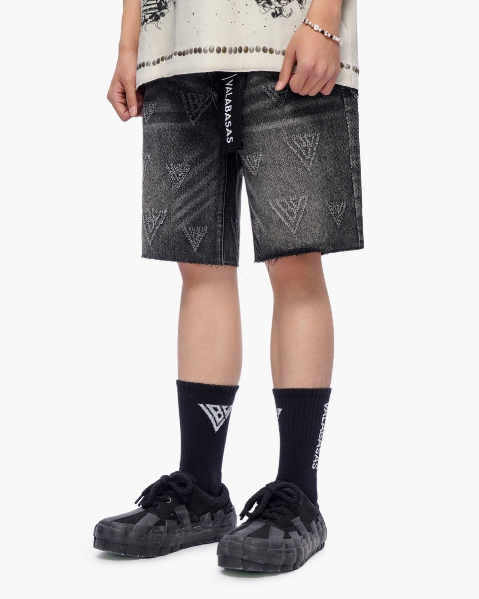 Mr. Engraved Shorts Grey Wash - Valabasas