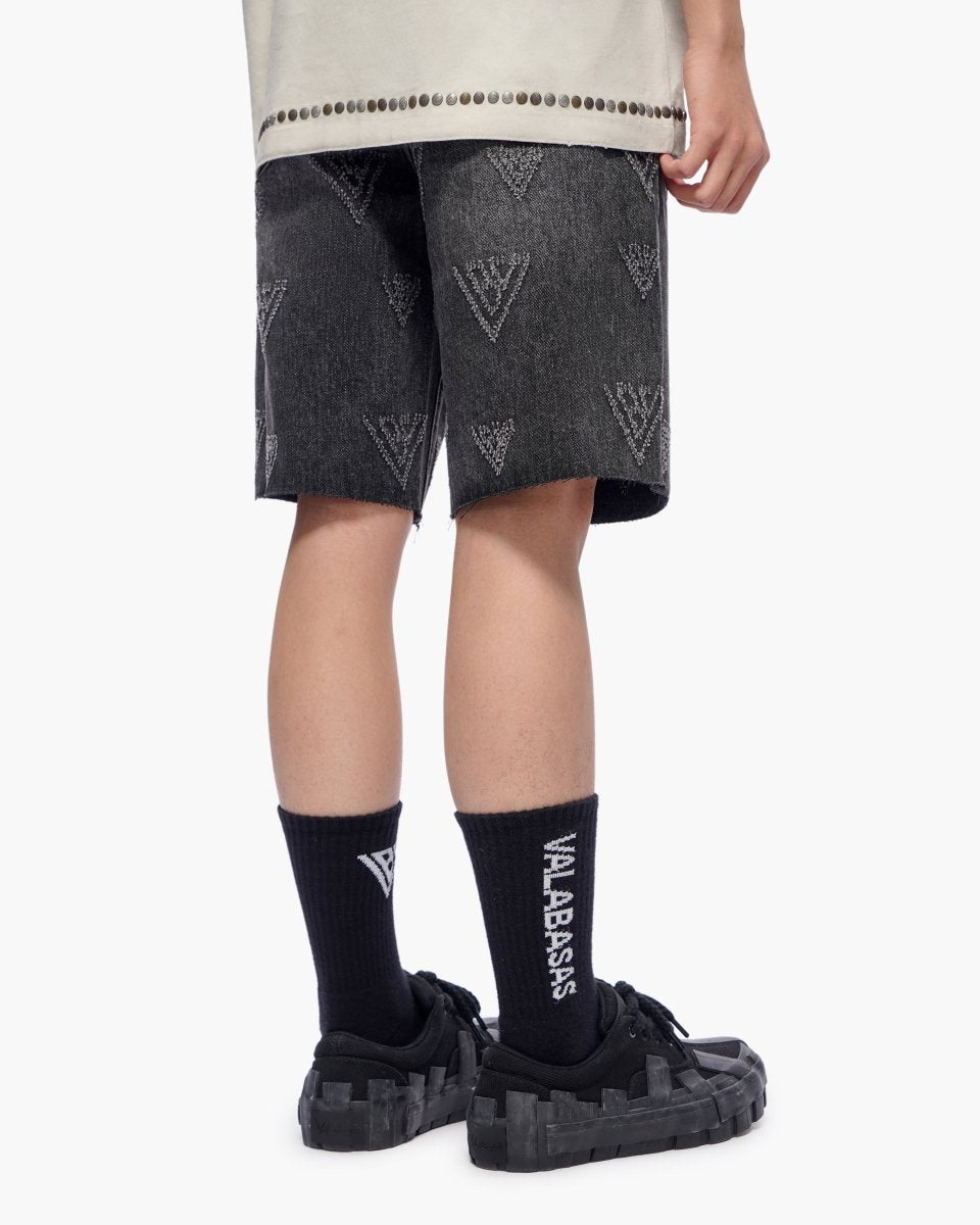 Mr. Engraved Shorts Grey Wash - Valabasas