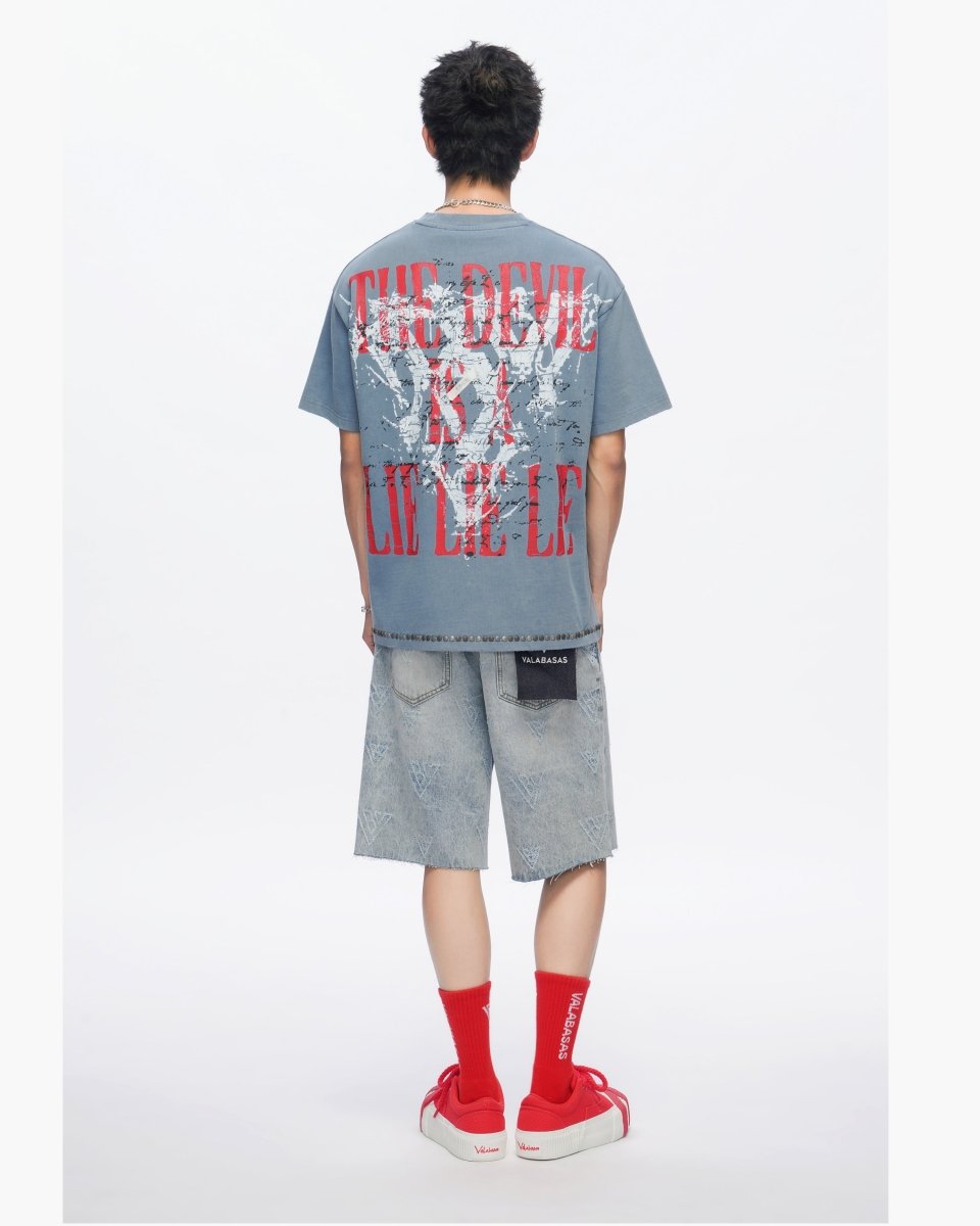 Mr. Engraved Shorts Light Wash - Valabasas