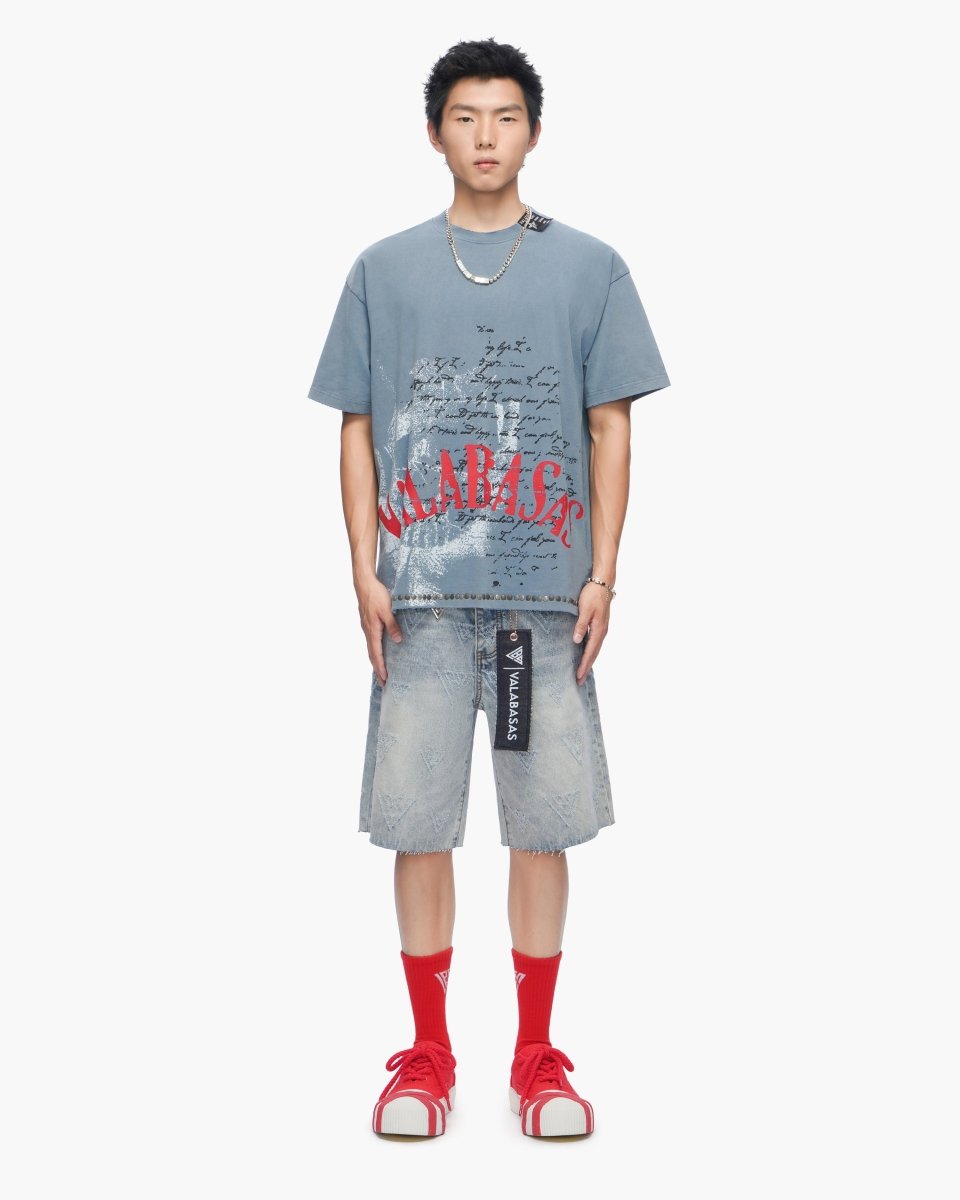 Mr. Engraved Shorts Light Wash - Valabasas