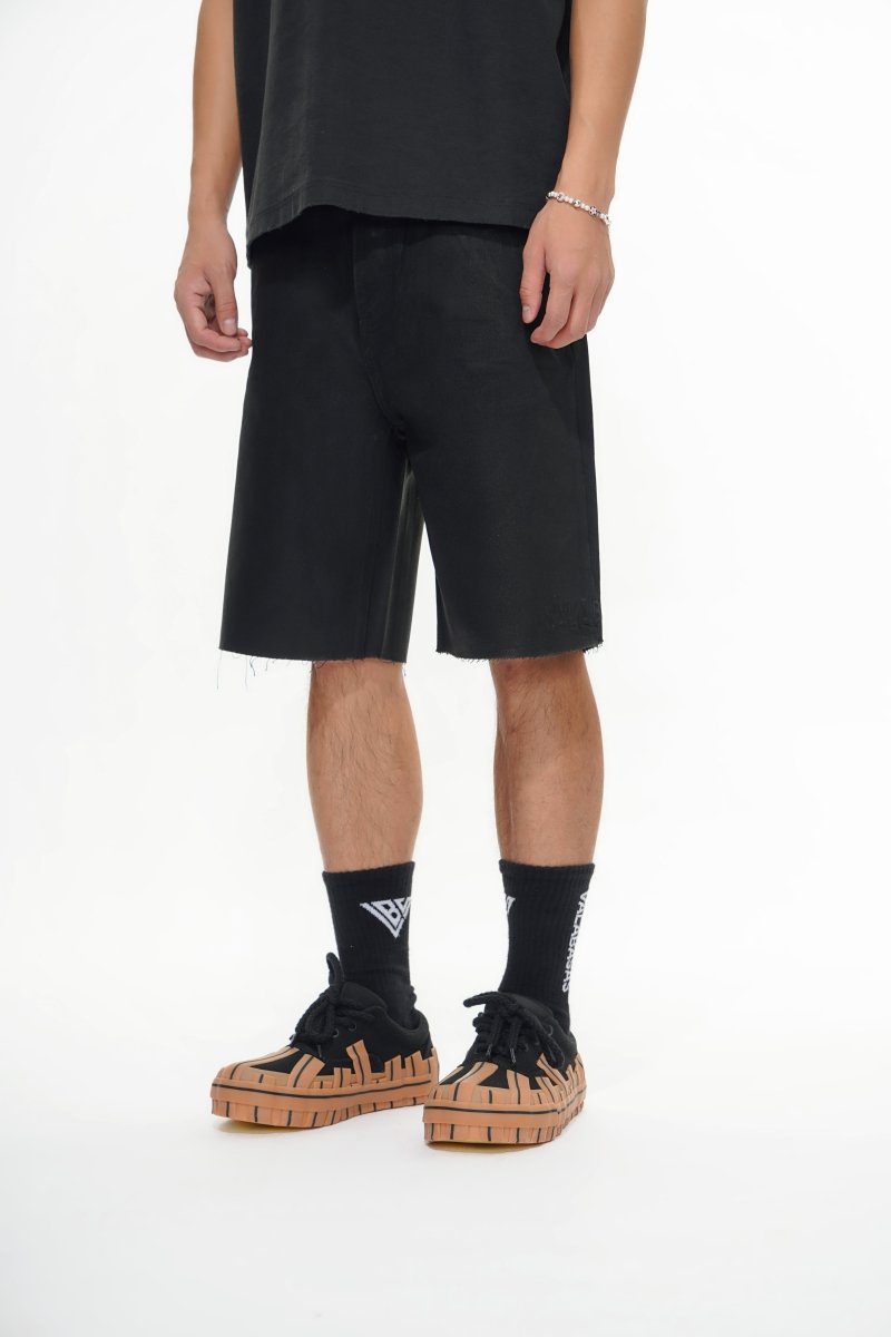 Mr. Shorts Black Wash Waxed Shorts - Valabasas