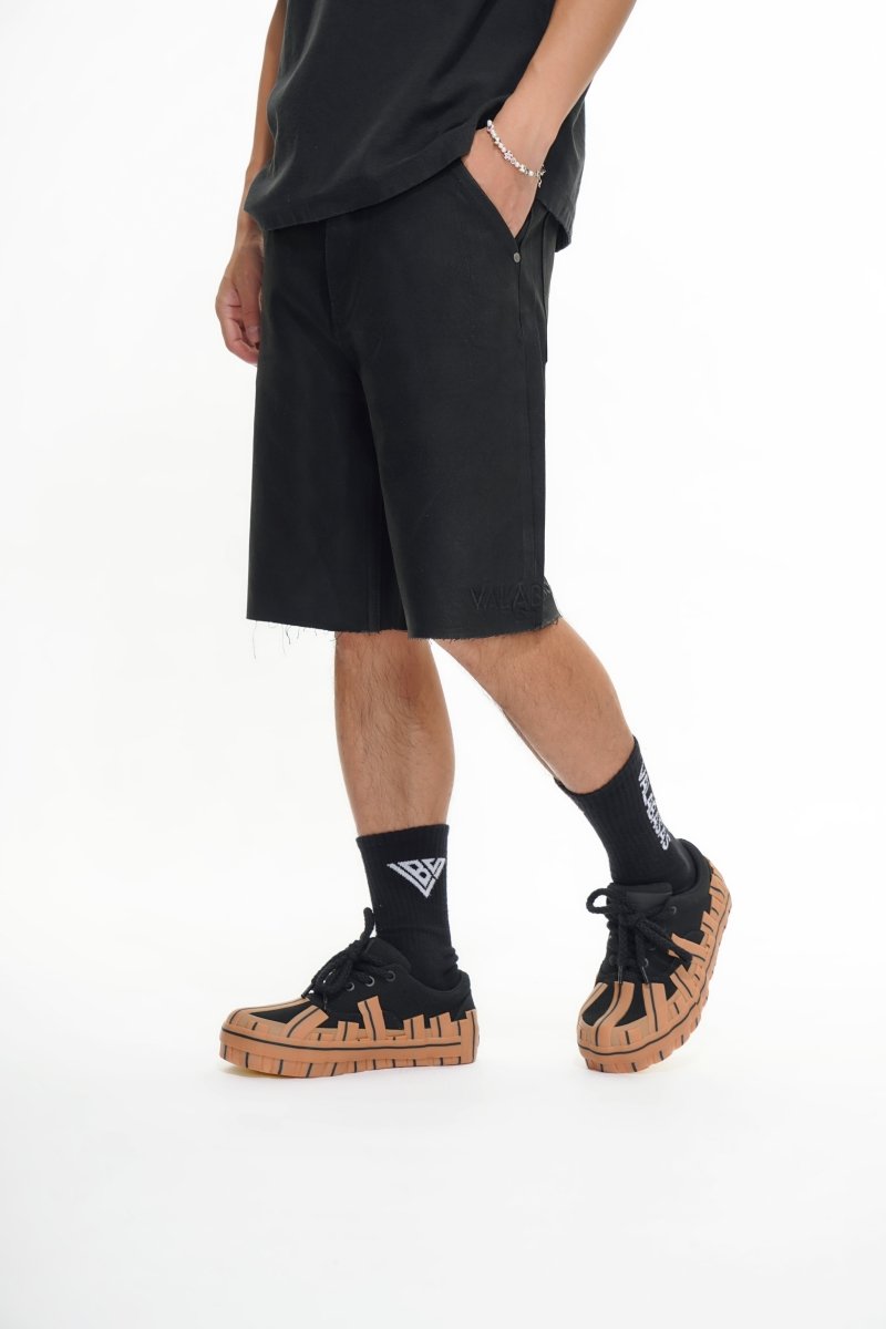 Mr. Shorts Black Wash Waxed Shorts - Valabasas
