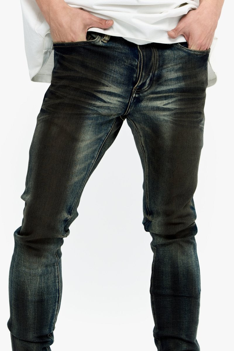 Mr.Flex Dirty Vintage Medium Blue Skinny Jeans - Valabasas
