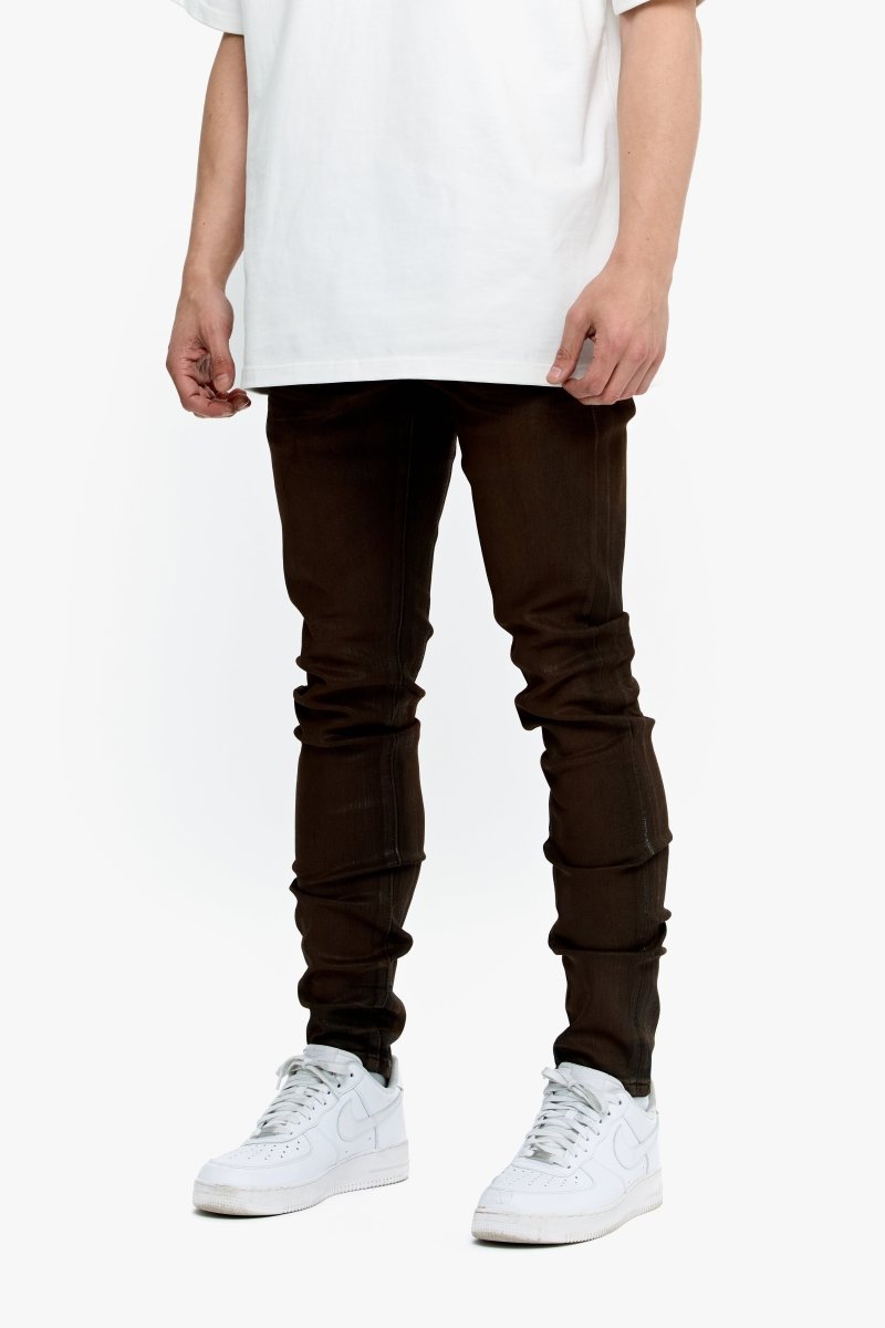 Mr.Flex Tan Waxed Skinny Jeans - Valabasas