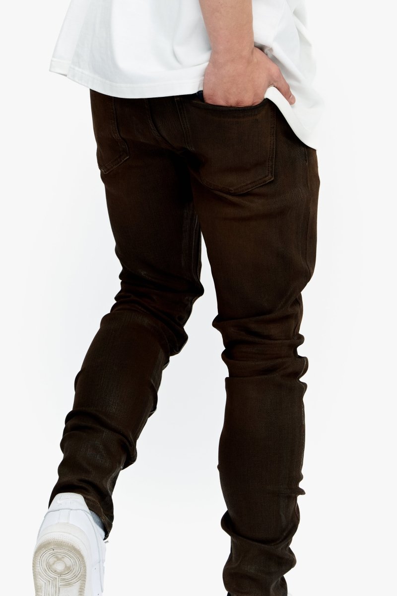 Mr.Flex Tan Waxed Skinny Jeans - Valabasas