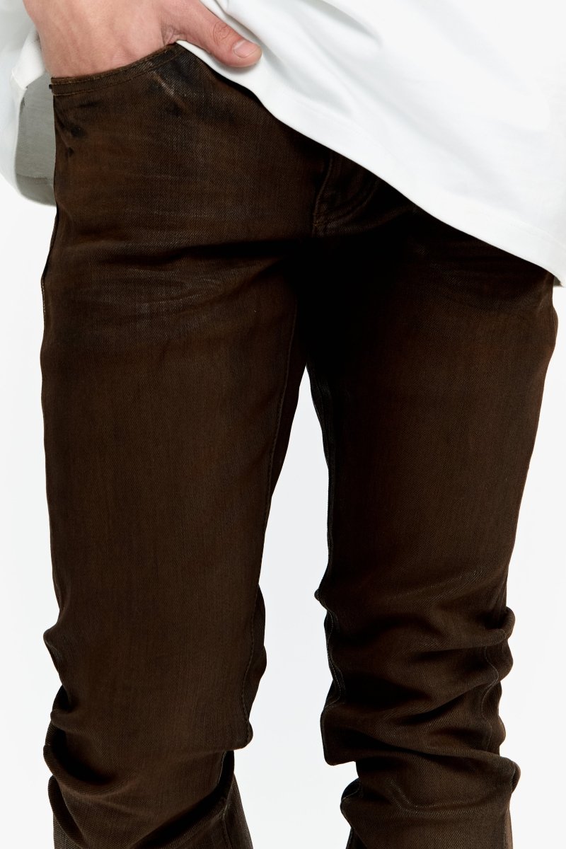Mr.Flex Tan Waxed Skinny Jeans - Valabasas