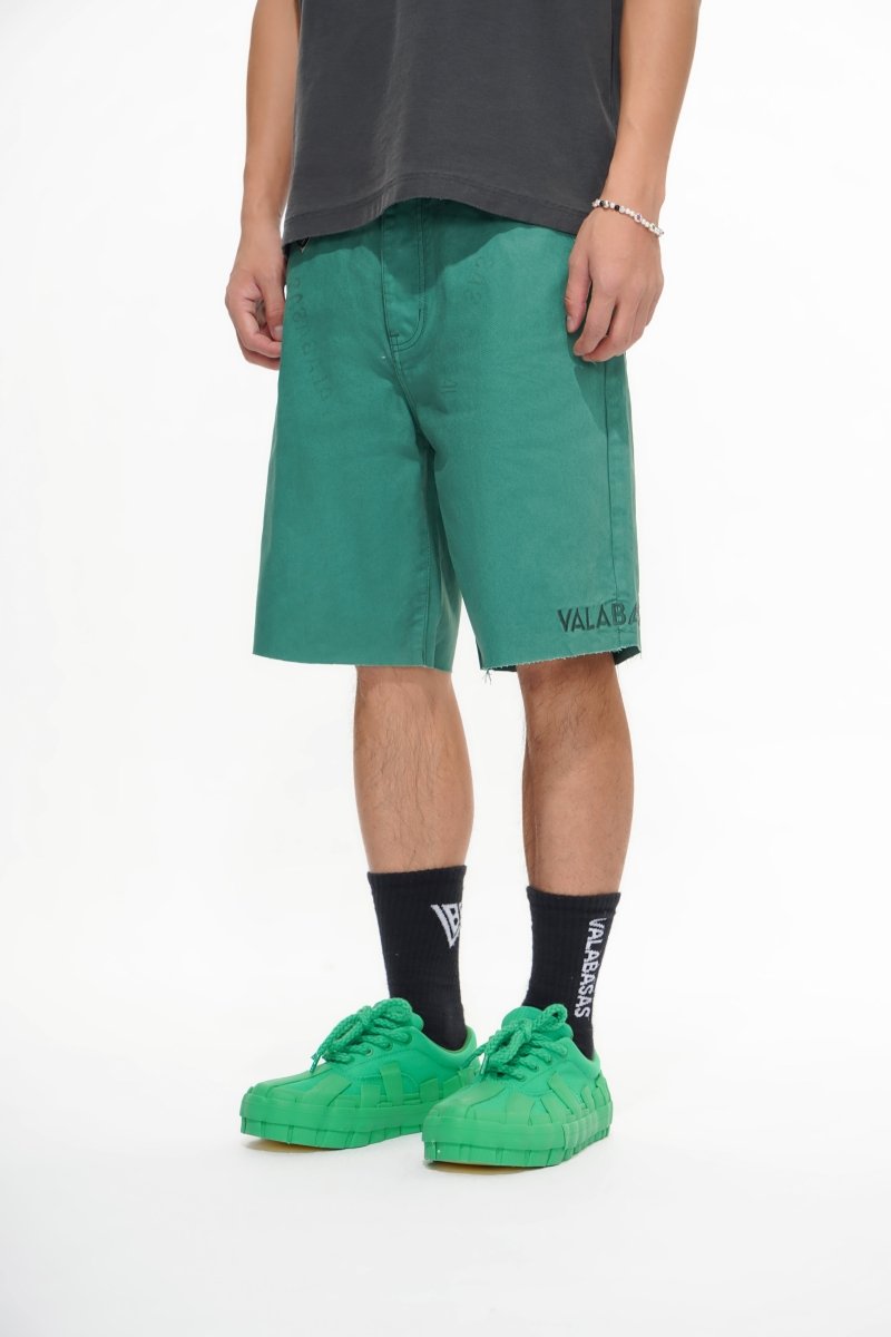 Mr.Shorts Green Waxed Jorts - Valabasas