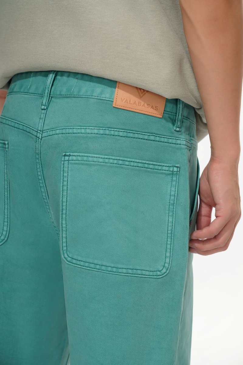 Mr.Shorts Teal Waxed Jorts - Valabasas