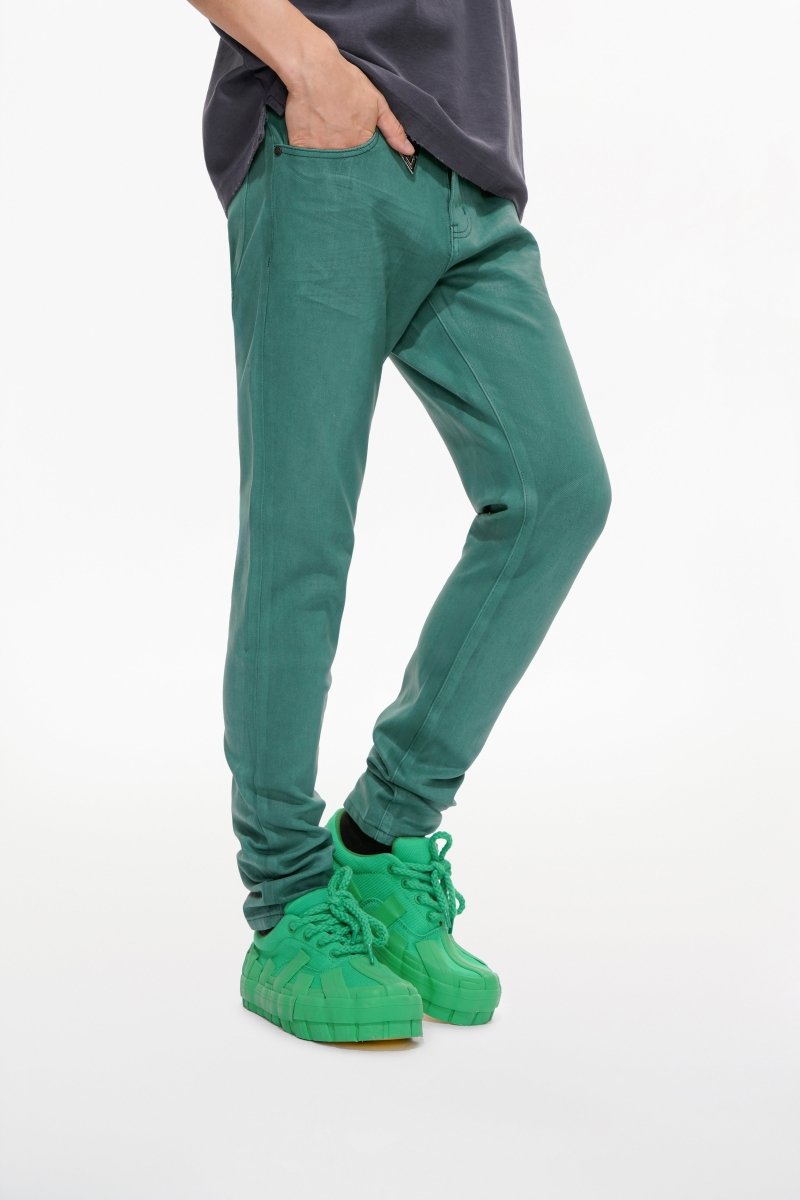 Mr.Slim Green Waxed Skinny Jean - Valabasas