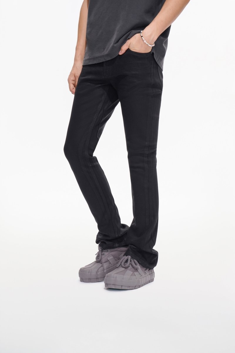 Mr.Stacked Black Waxed Jeans - Valabasas