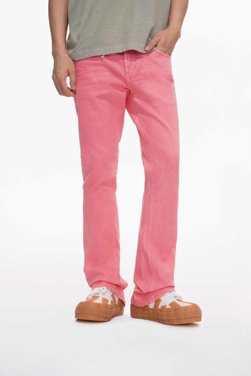 Mr.Stacked Light Coral Waxed Jeans - Valabasas