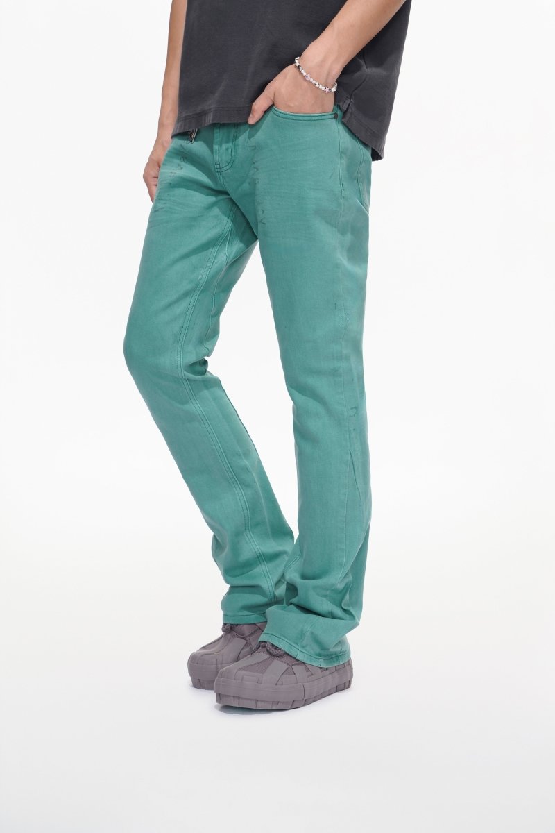 Mr.Stacked Teal Waxed Jean - Valabasas