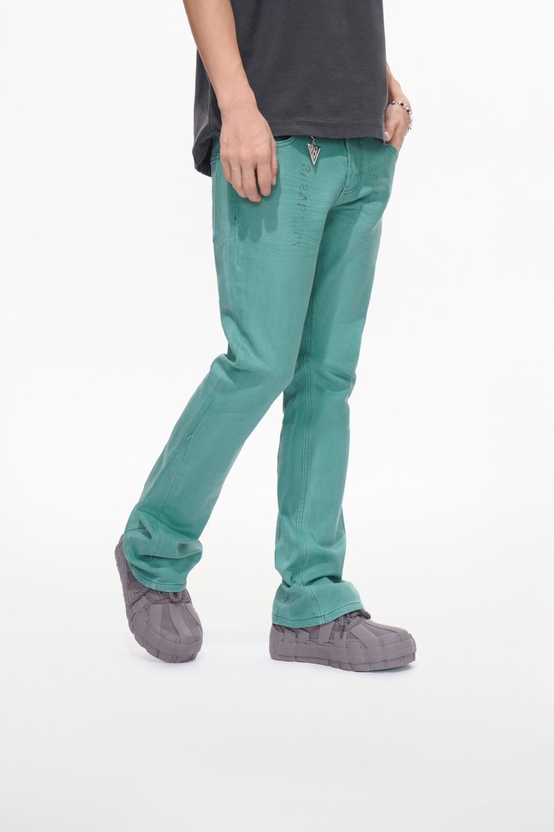 Mr.Stacked Teal Waxed Jean - Valabasas