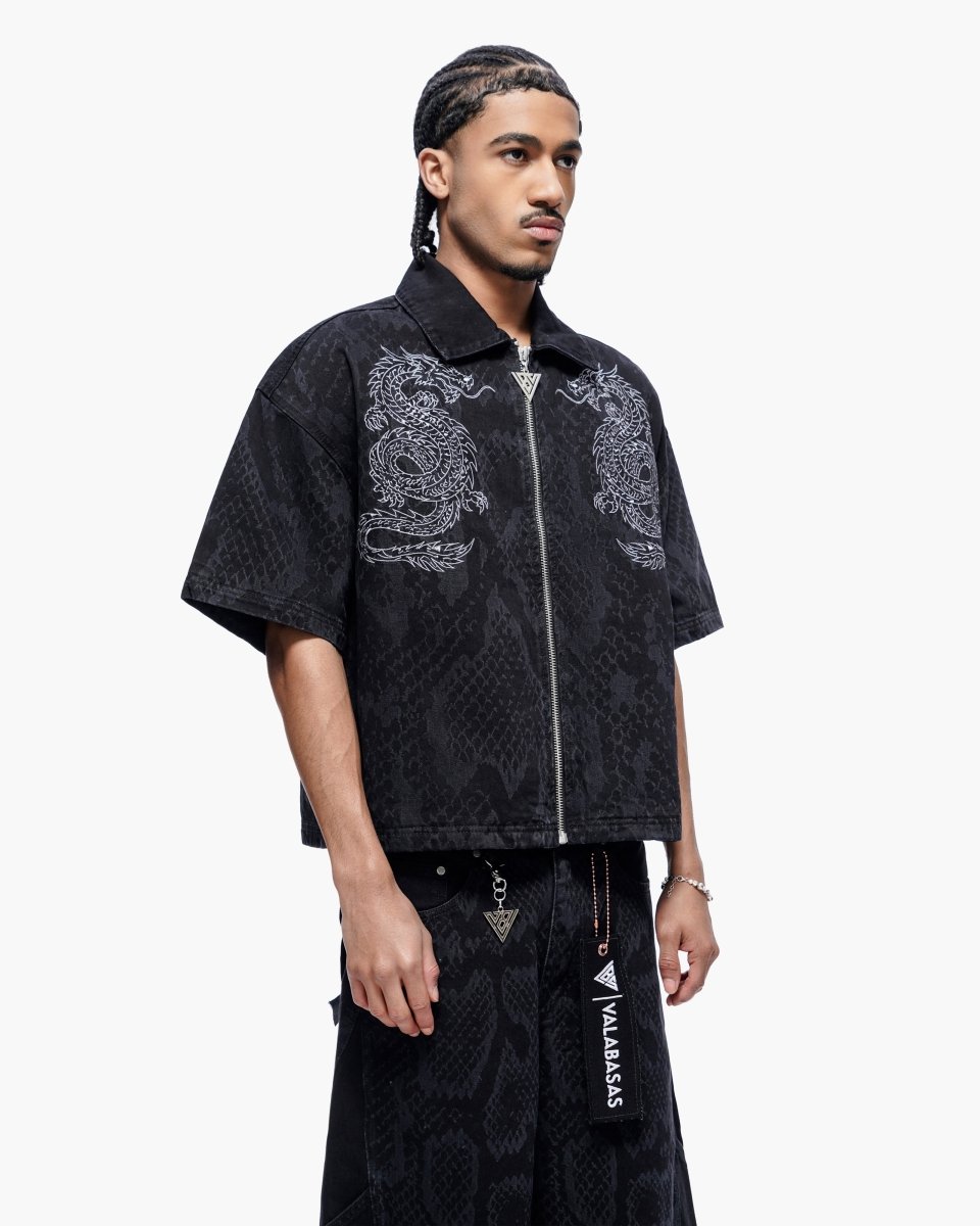 Obsidian Twins Denim Zip Up Black Wash - Valabasas