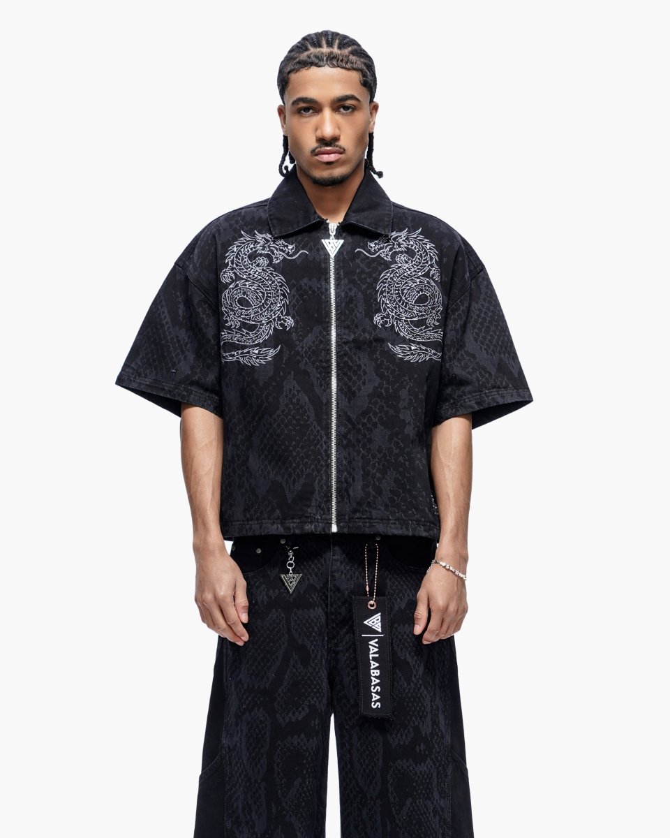 Obsidian Twins Denim Zip Up Black Wash - Valabasas