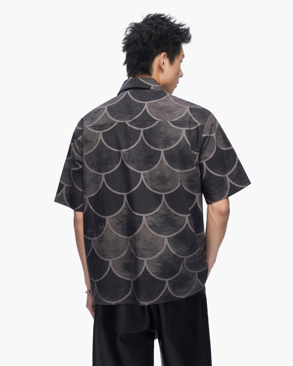 Ocean Scale Collar Zip-Up Black - Valabasas