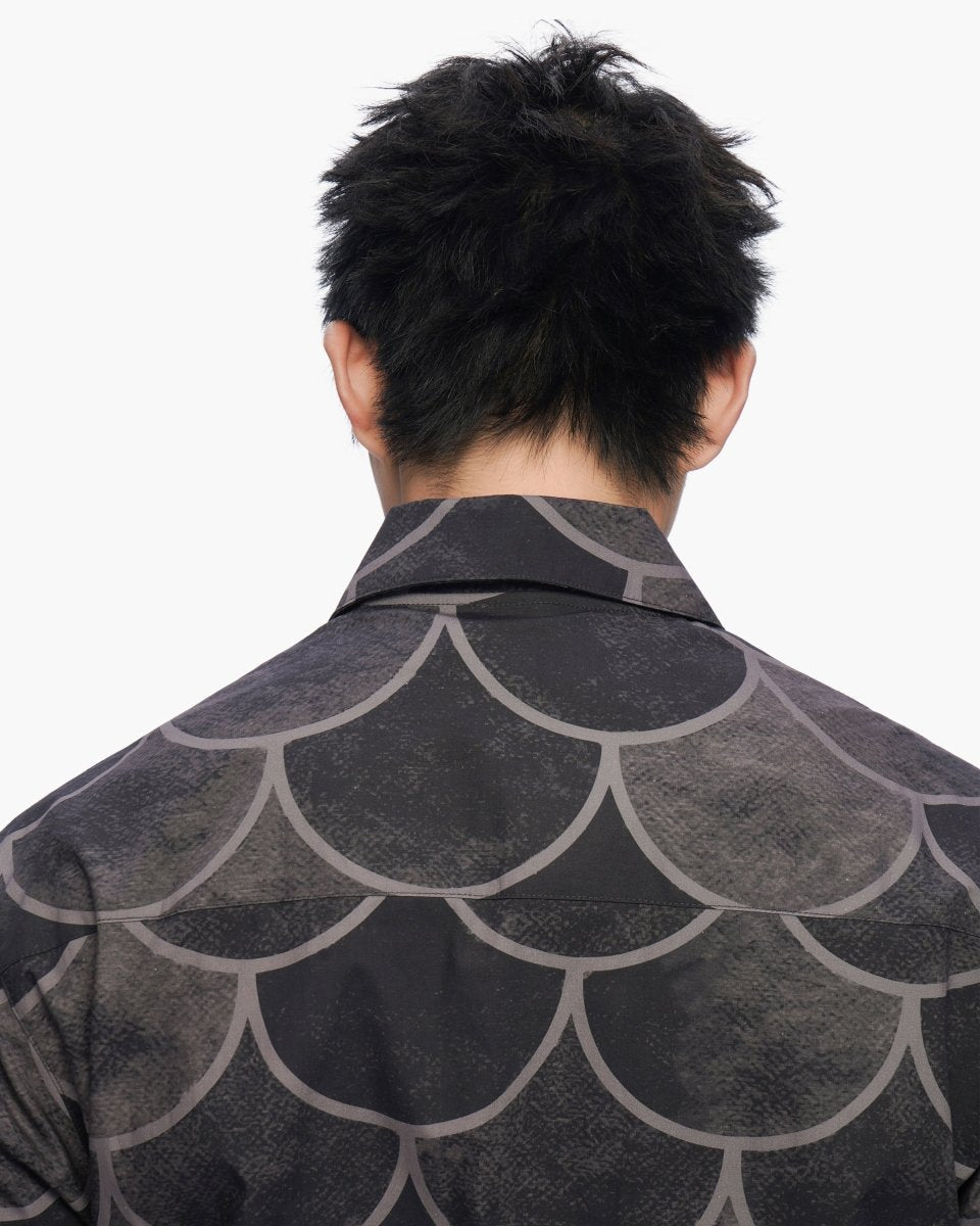 Ocean Scale Collar Zip-Up Black - Valabasas