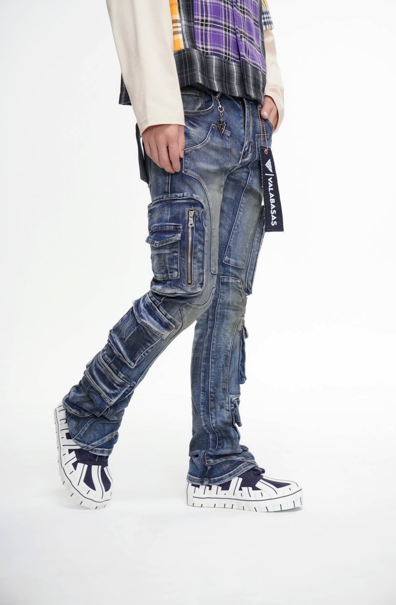 PayDay Dark Blue Stacked Jeans - Valabasas