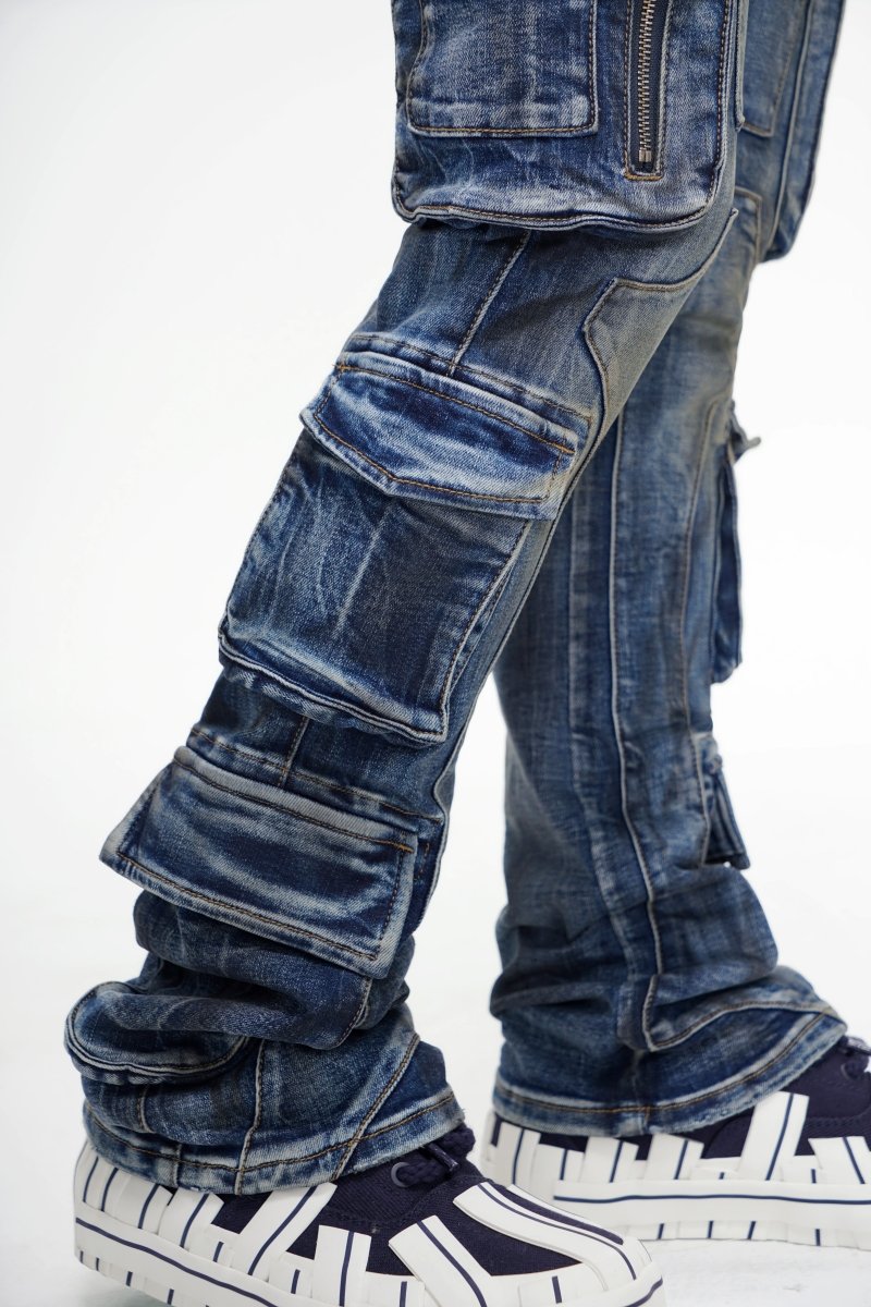 PayDay Dark Blue Stacked Jeans - Valabasas