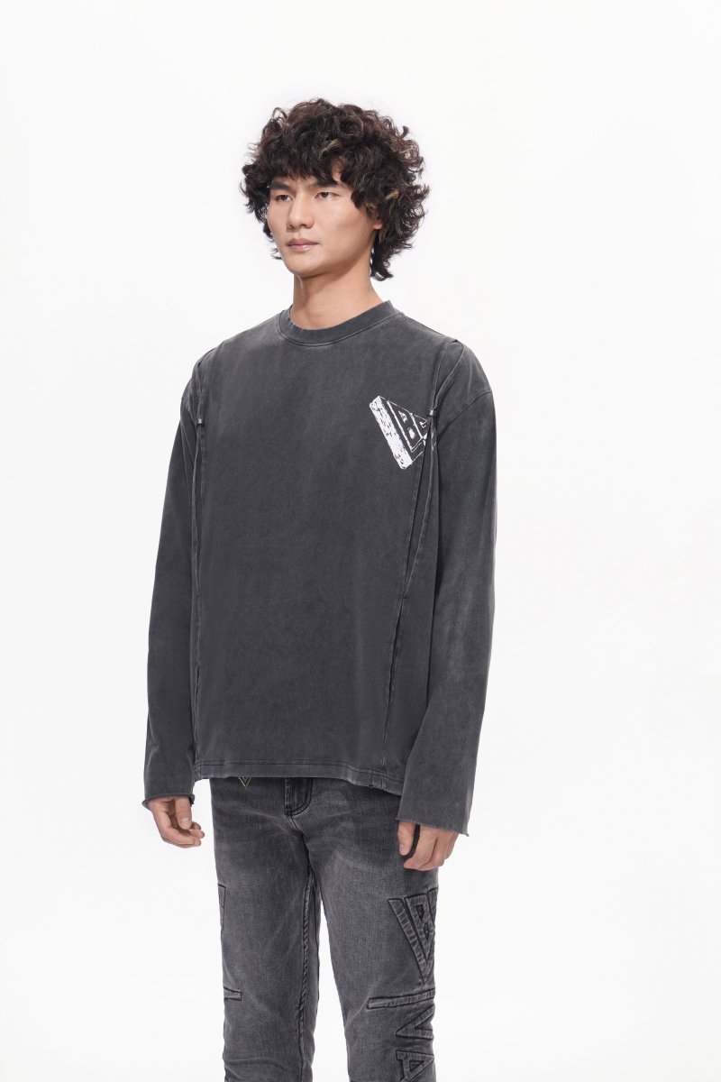 Piece Long Sleeve Tee Sunfaded Black - Valabasas