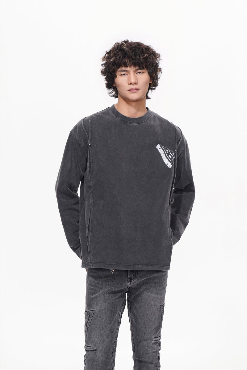 Piece Long Sleeve Tee Sunfaded Black - Valabasas