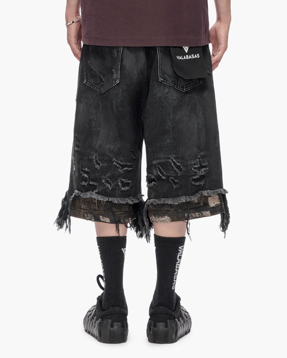VALABASAS Plunder Jorts Black Wash back full-length view
