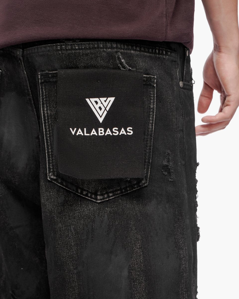VALABASAS Plunder Jorts Black Wash back full-closeup view