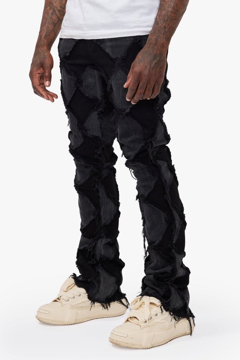 Pocket Black Grey Stacked Jeans - Valabasas