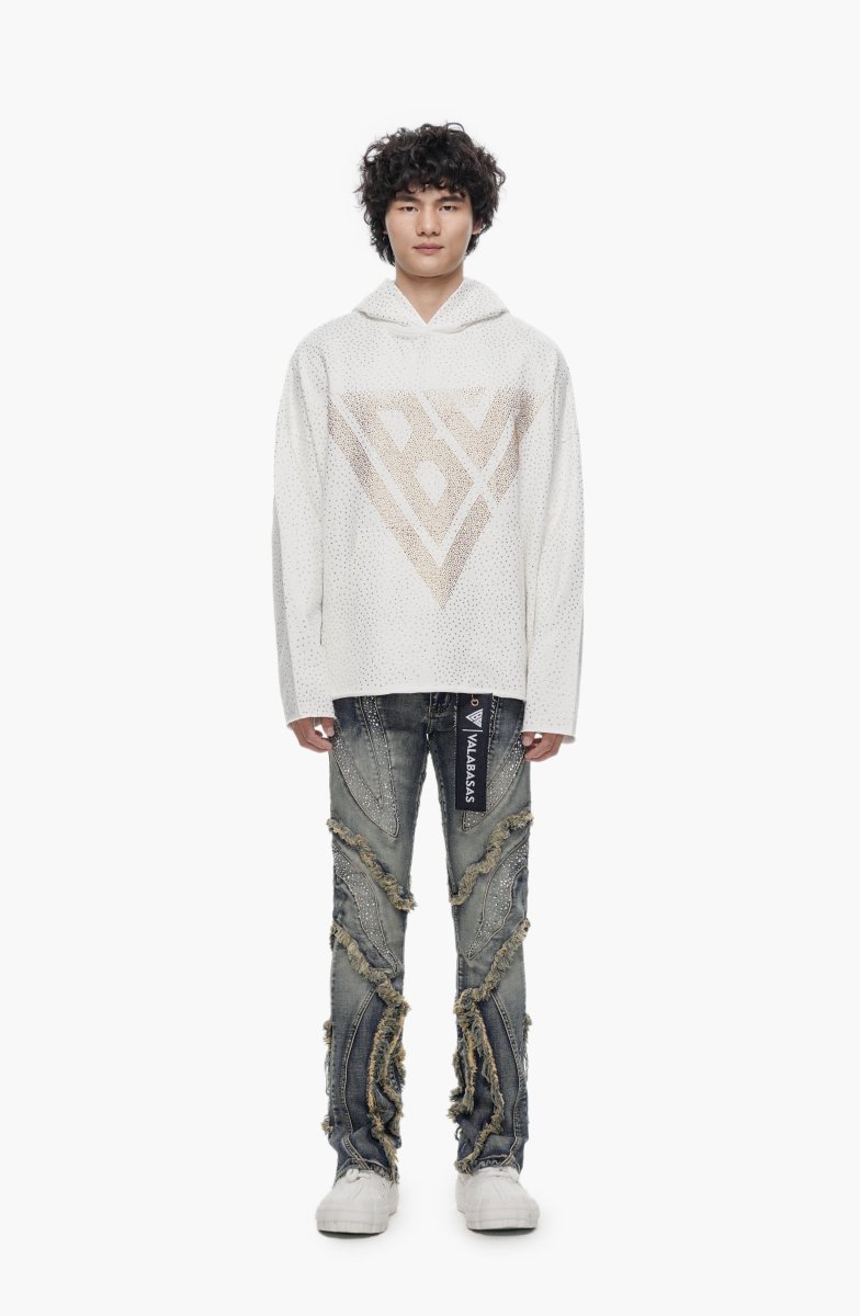 Poppin White Rhinestone Pullover - Valabasas