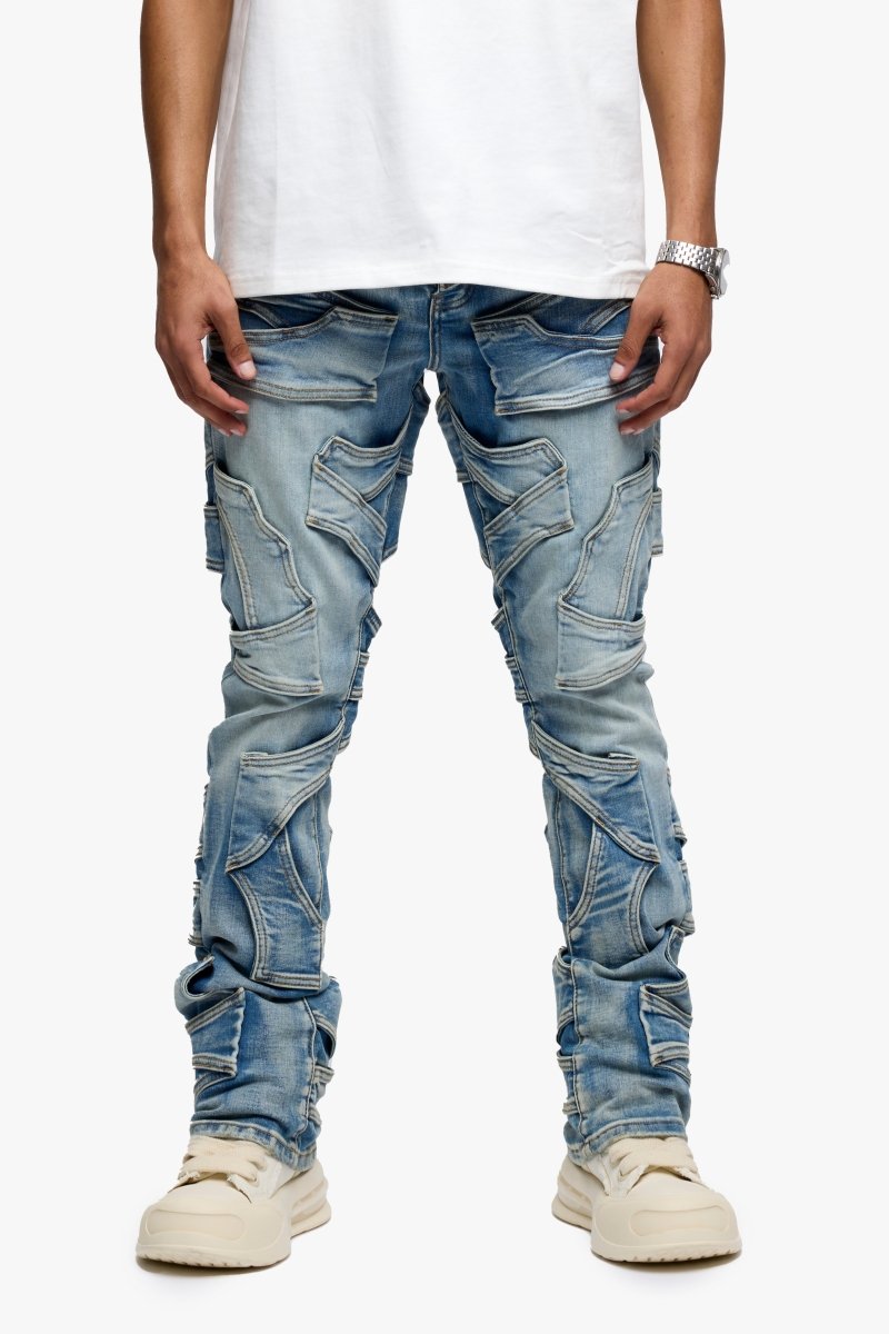 Pump Stacked Flare Jean Light Blue Washed - Valabasas