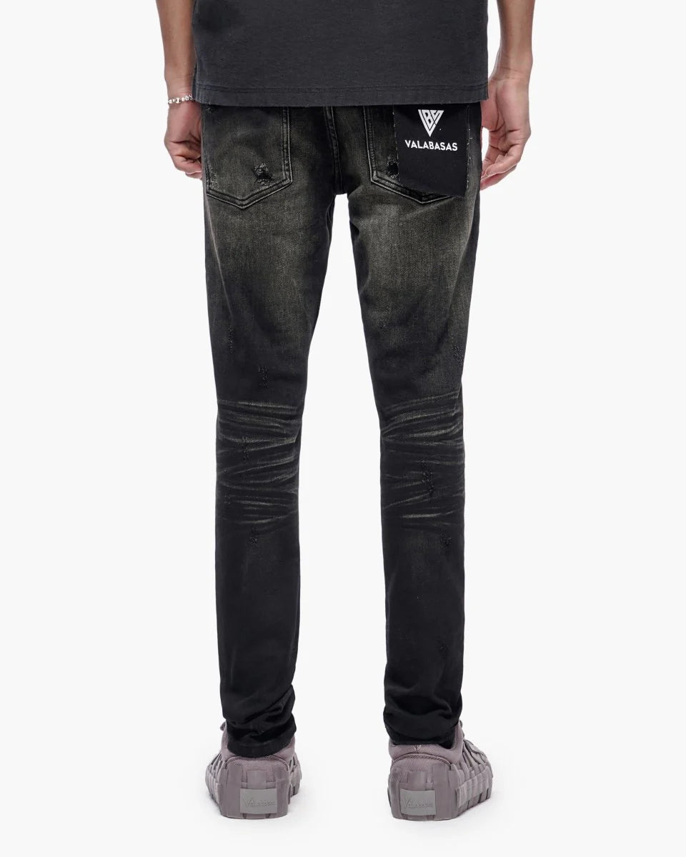 Valabasas Repair Black Wash Skinny Jeans - Distressed