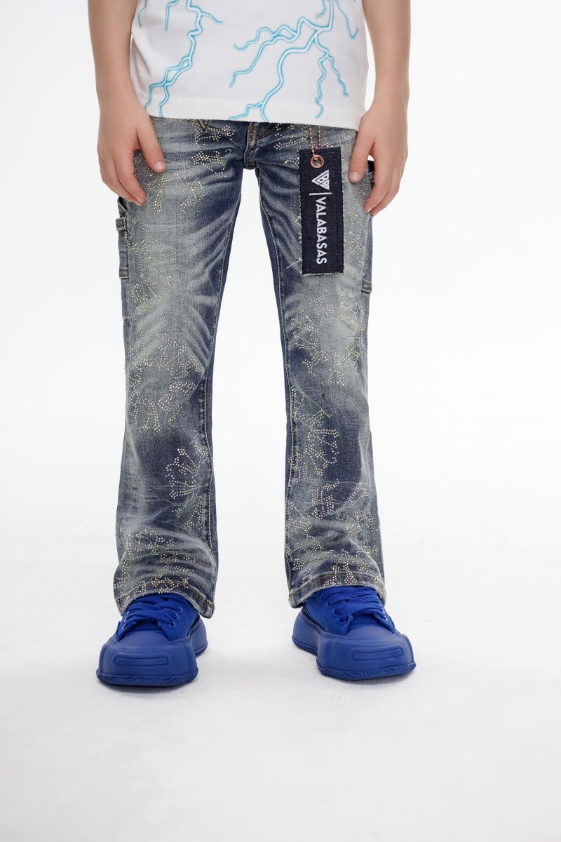 Ringer Kids Stacked Denim Dark Blue Washed - Valabasas