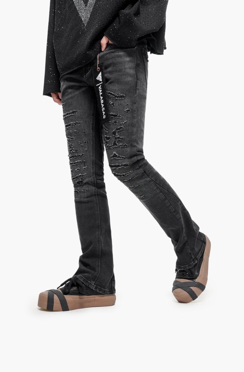 Sabotage Black Washed Stacked Jeans - Valabasas