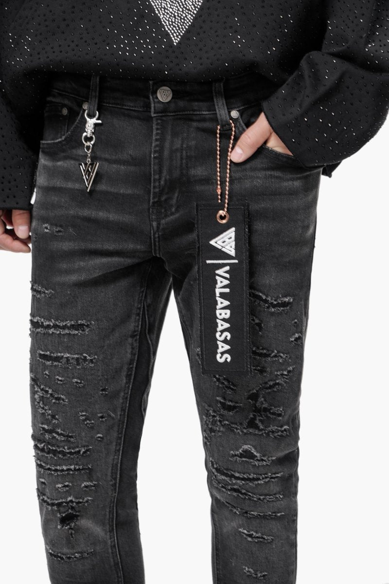 Sabotage Black Washed Stacked Jeans - Valabasas