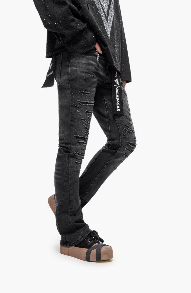 Sabotage Black Washed Stacked Jeans - Valabasas