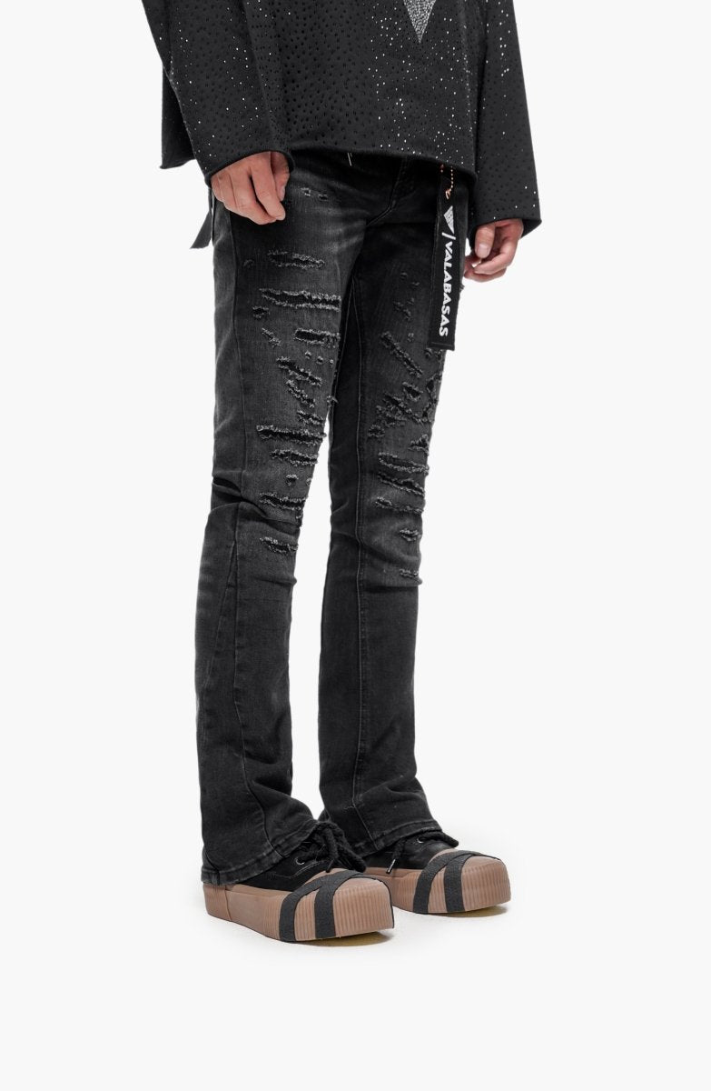 Sabotage Black Washed Stacked Jeans - Valabasas