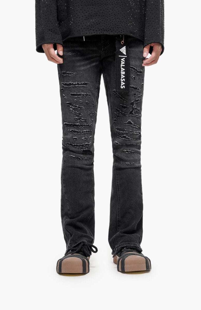 Sabotage Black Washed Stacked Jeans - Valabasas